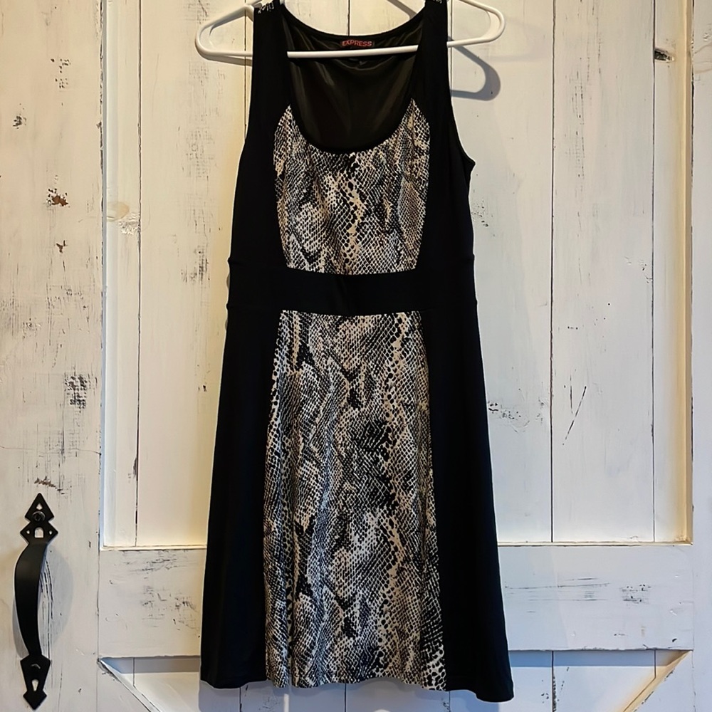 Express Black and Snake Print Tank Dress
